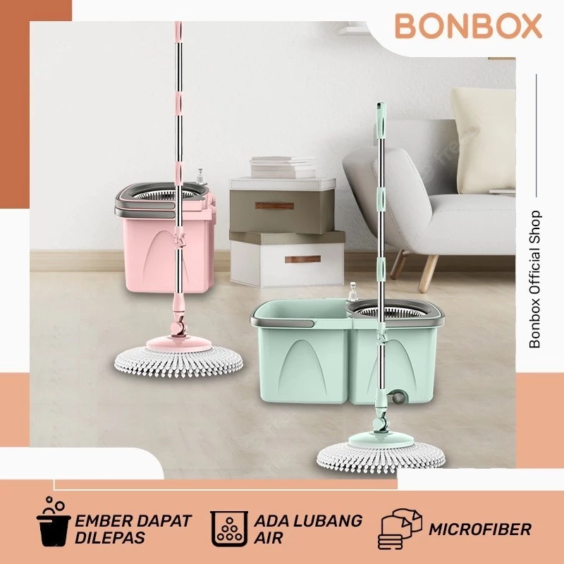 BONBOX BCT706 Alat Pel Super Mop Kain Fiber Spin Mop Ember Pisah