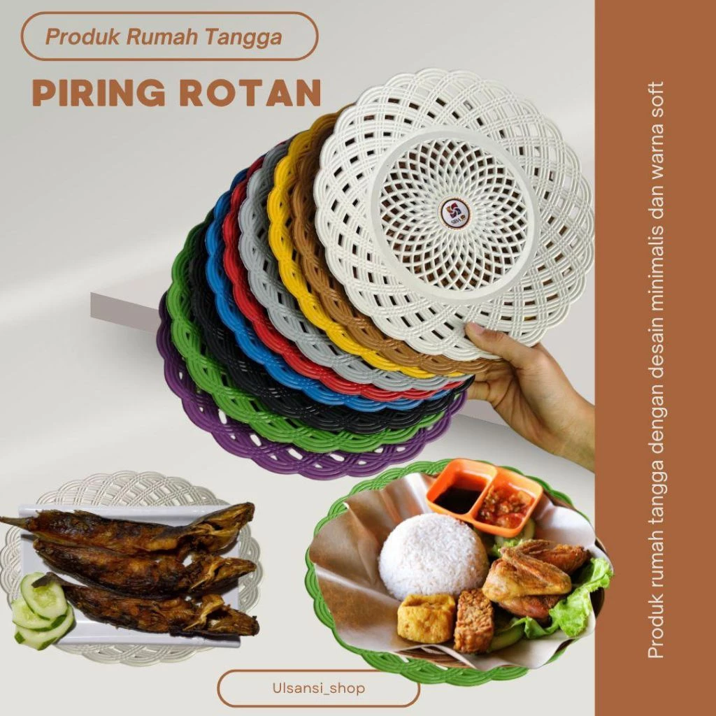 PIRING ROTAN PLASTIK 12 PCS (1 LUSIN) BPA FREE