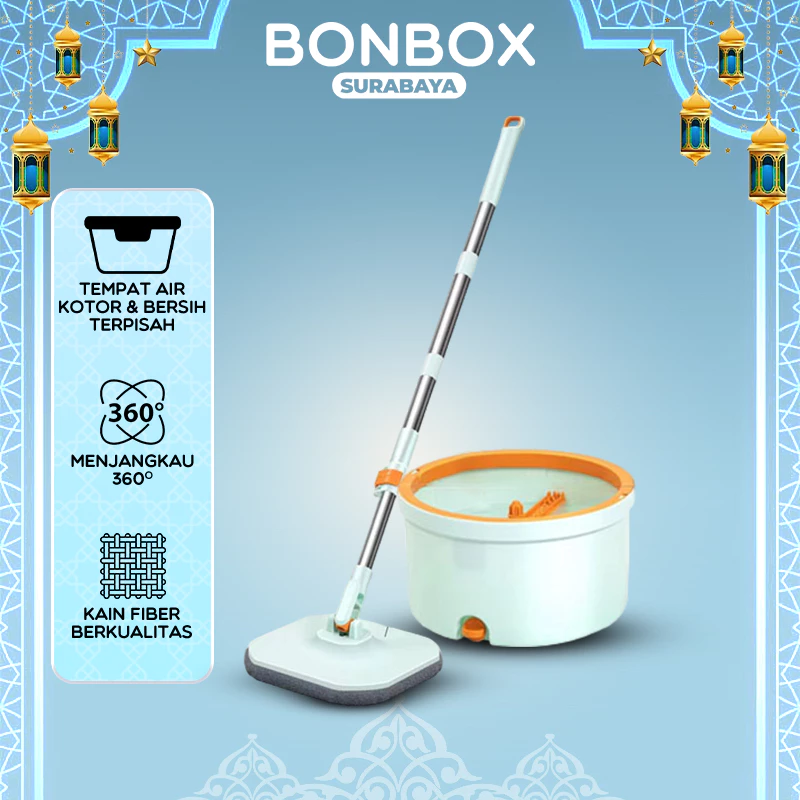 BONBOX Alat Pel Otomatis 2in1 Sistem Pemisah Air Pel Lantai Modern dengan Ember Filter Kotoran BX-CT2-40701
