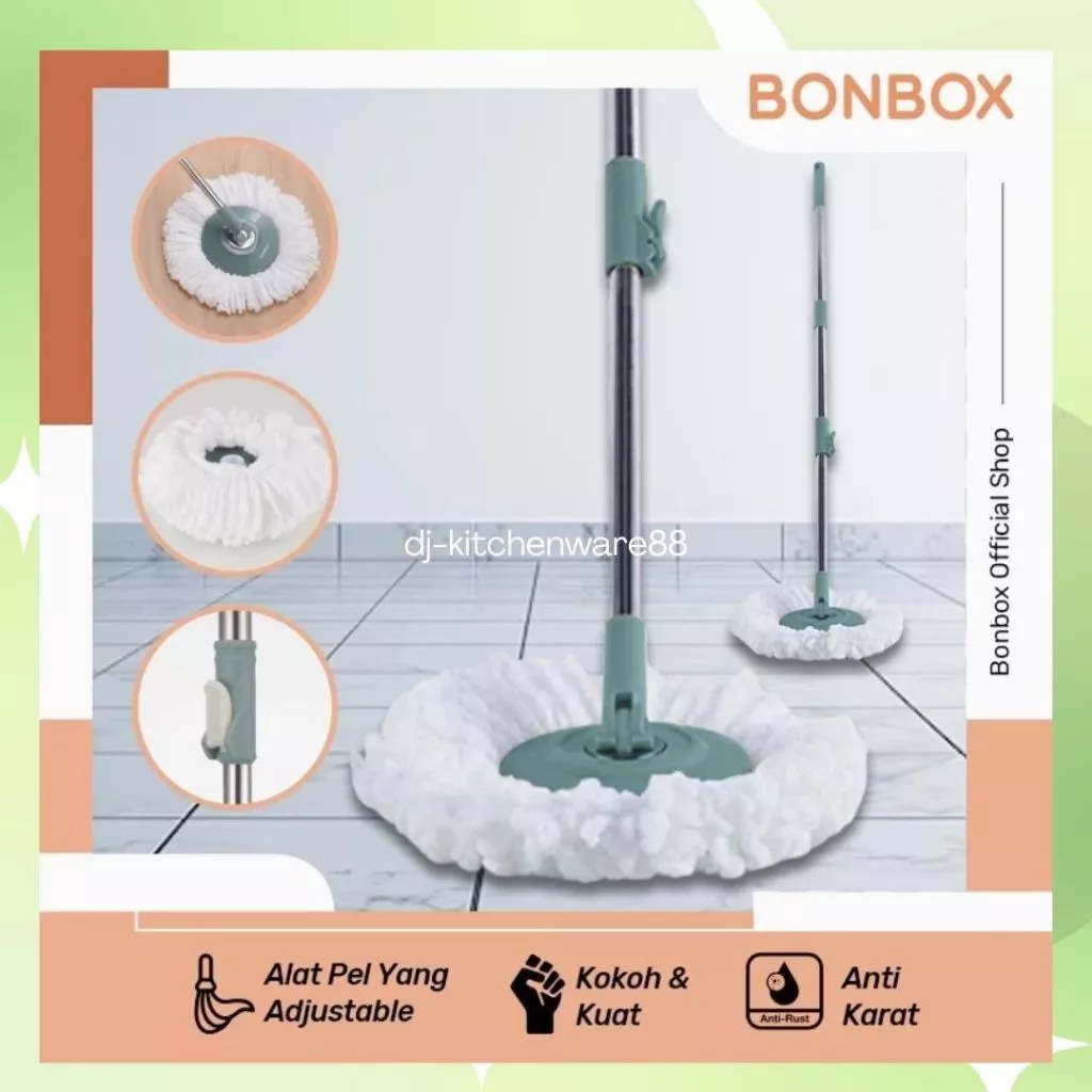 BONBOX Alat Pel Tongkat Pel + Kain Pel Set Mop Stick Set BCT3505 Dapat Digunakan Untuk Semua Type Produk Pel