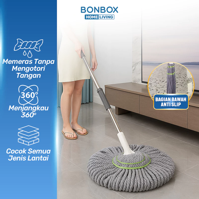 BONBOX Homeliving - Alat Pel Putar Otomatis Magic Twist Mop Pel Lantai Peras Otomatis  BCT3802