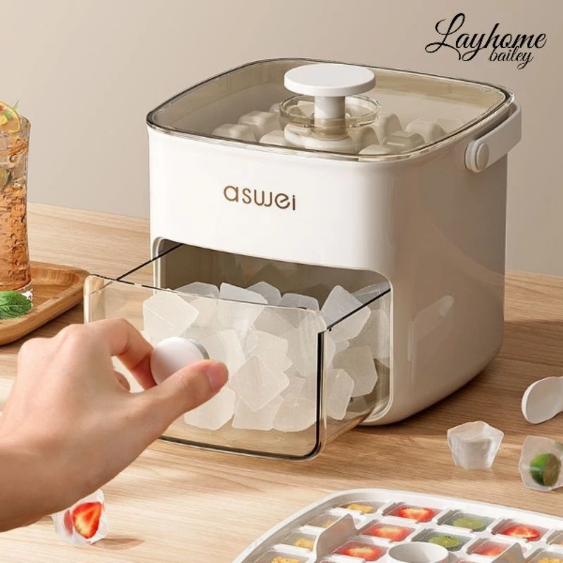 Cetakan Es Batu Tekan Silikon Food Grade Jelly Kotak Besar Double Layer 48 Grid Quick Press