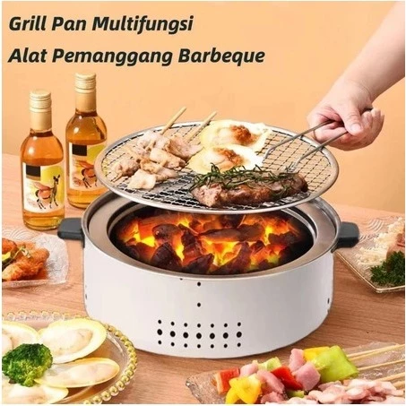 Grill Pan Kompor Arang Pemanggang Barbeque Bulat BBQ Multifungsi