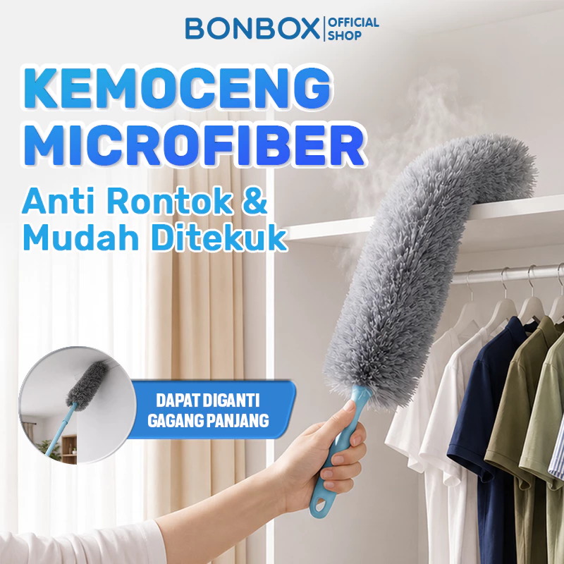[NEW] BONBOX Kemoceng Panjang Bisa Ganti Gagang Bisa Ditekuk Kemoceng Microfiber Panjang Debu 3in1 BCT501202B Blue+Grey