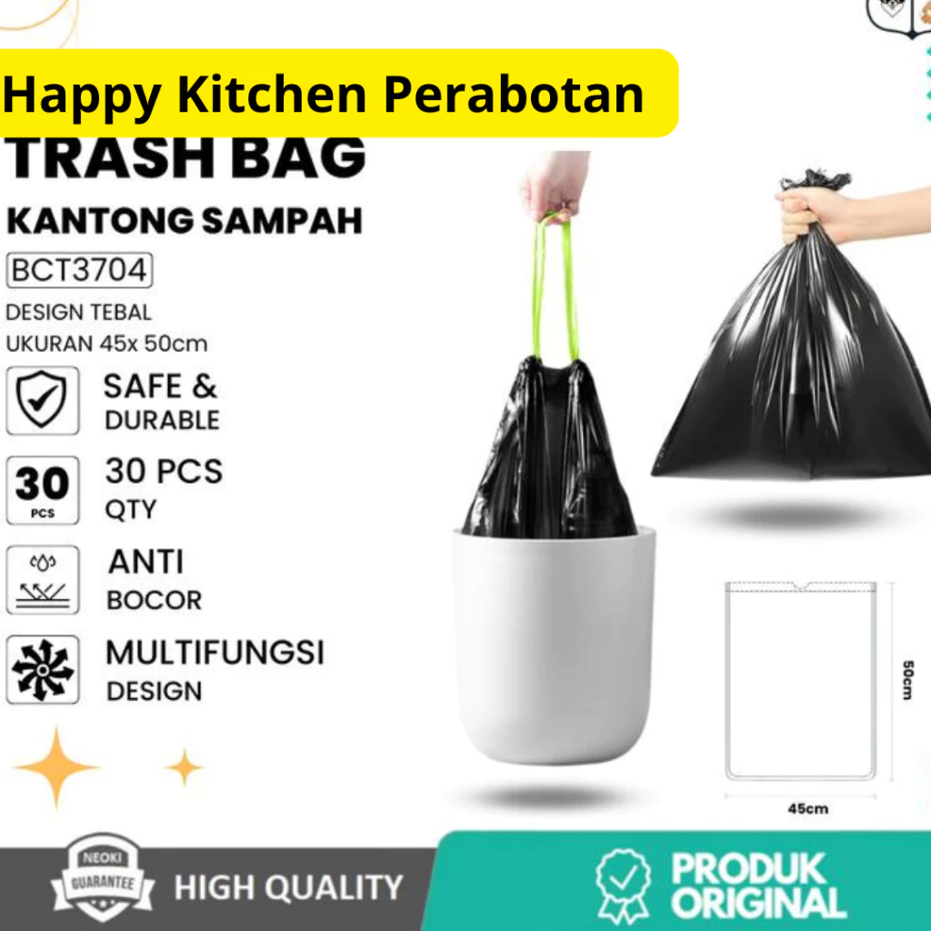 Kantong Sampah Bonbox Trash Bag 45x50 cm Plastik Sampah Tali