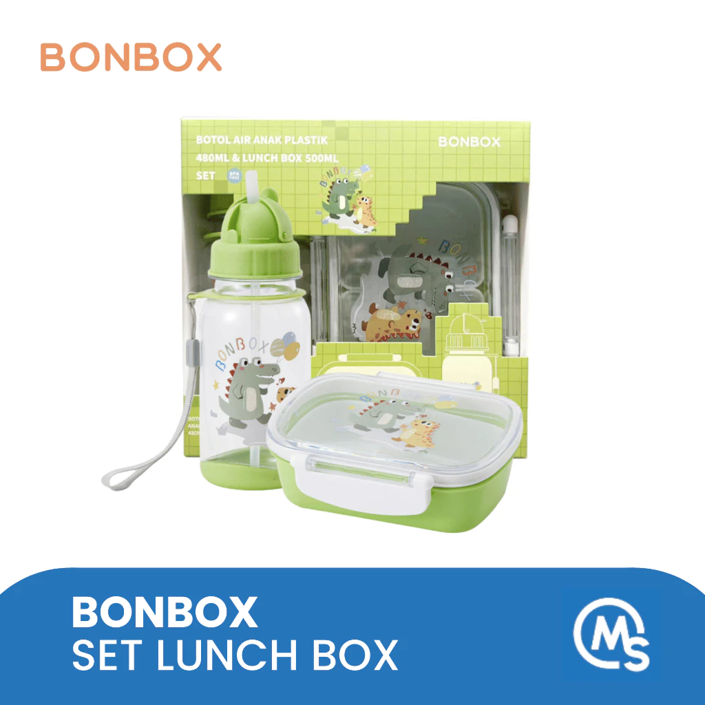 BONBOX Kitchen Lunch Box Set + Botol Minum PP Food Grade BPA Free Kotak Bekal Anak Makan Anti Tumpah Tableware BTE40105 Light Green